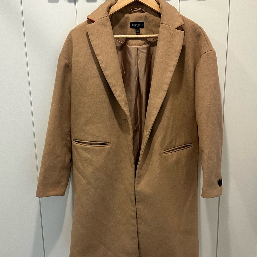 Topshop Women’s Camel Wool Blend Overcoat
